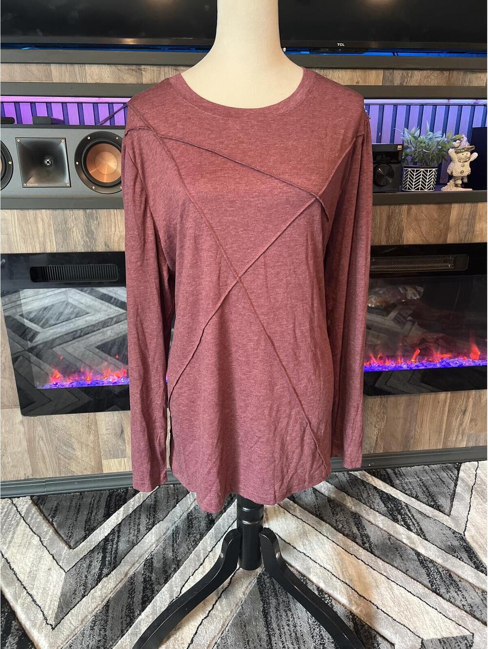 Fantaslook Women's Long Sleeve Top Size 2X Burgundy